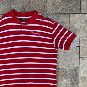 Trap Hip Hop COOGI Red and White Striped Polo T Shirt Size 3XL XXXL Vtg Style